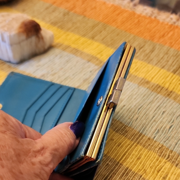 Yves Saint Laurent Teal Embossed Wallet - Picture 13 of 16